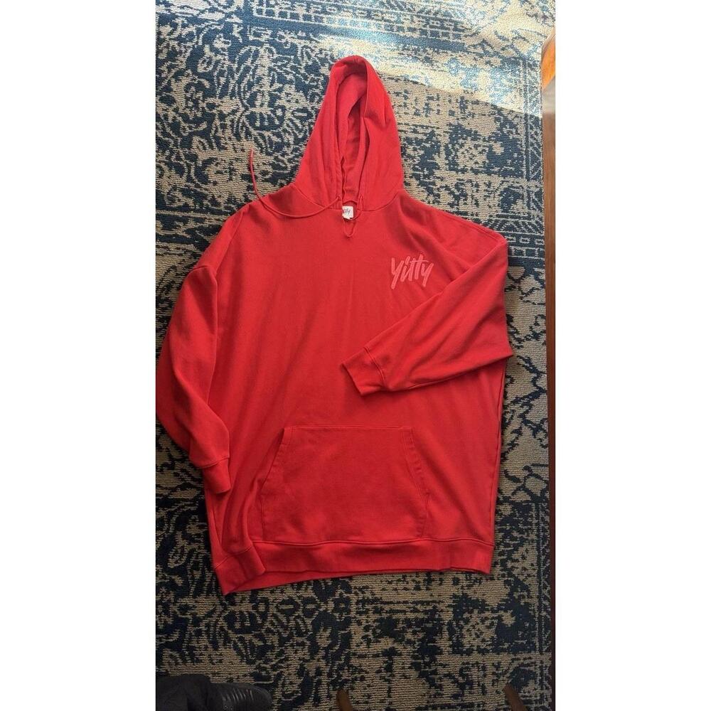 Yitty Red Pullover Hoodie Mens 4XL Oversized Embroidered Logo Athleisure.